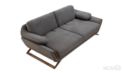 Medusa Home Mobilya - Cheops Antrasit Üçlü Koltuk