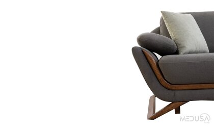 Medusa Home Mobilya - Cheops Antrasit Üçlü Koltuk