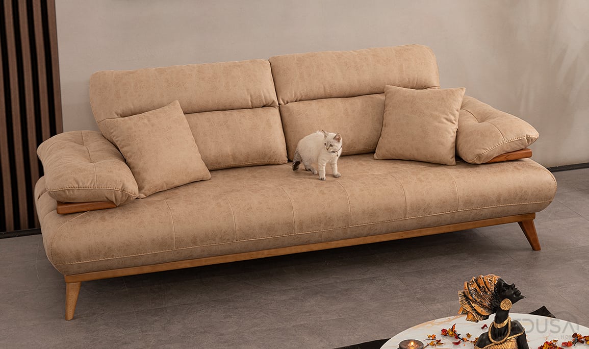 Medusa Home Mobilya - Chiron Bej Üçlü Koltuk