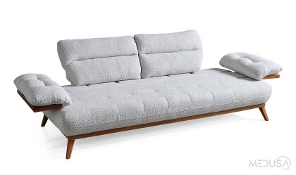 Medusa Home Mobilya - Chiron Beyaz Üçlü Koltuk