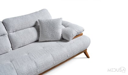 Medusa Home Mobilya - Chiron Beyaz Üçlü Koltuk
