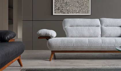 Medusa Home Mobilya - Chiron Beyaz Üçlü Koltuk