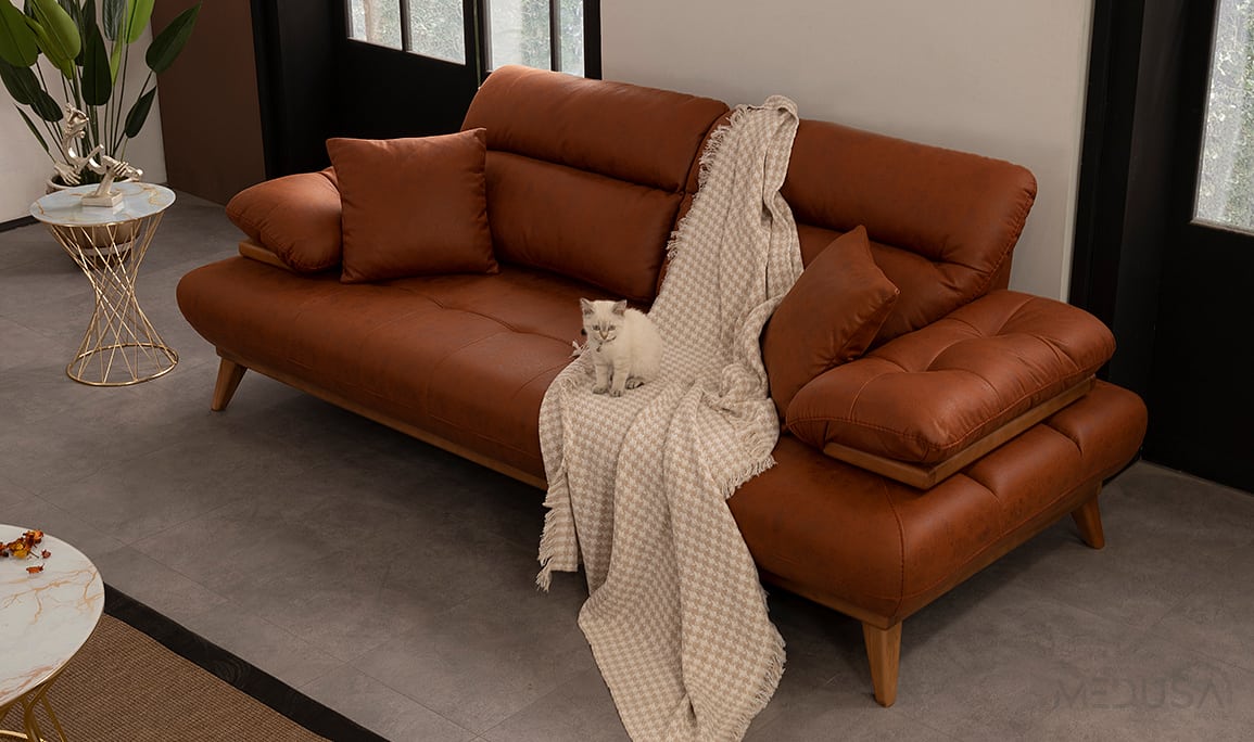 Medusa Home Mobilya - Chiron Kiremit Üçlü Koltuk