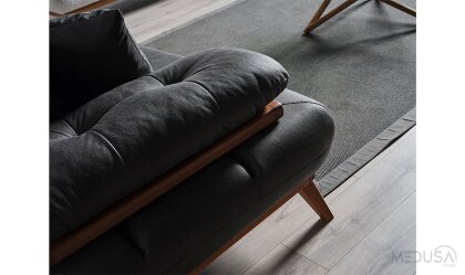 Medusa Home Mobilya - Chiron Siyah Üçlü Koltuk