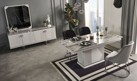 Medusa Home Mobilya - Clara Beyaz Yemek Odası