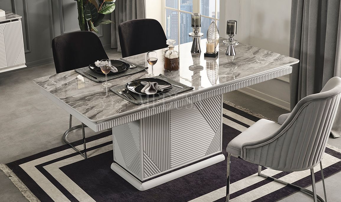 Medusa Home Mobilya - Clara Beyaz Yemek Odası