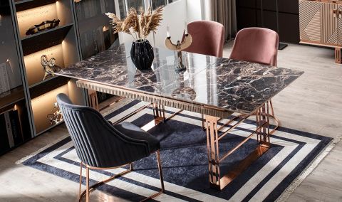 Medusa Home Mobilya - Clara Bronz Yemek Masası
