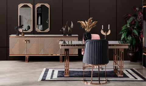 Medusa Home Mobilya - Clara Bronz Yemek Odası