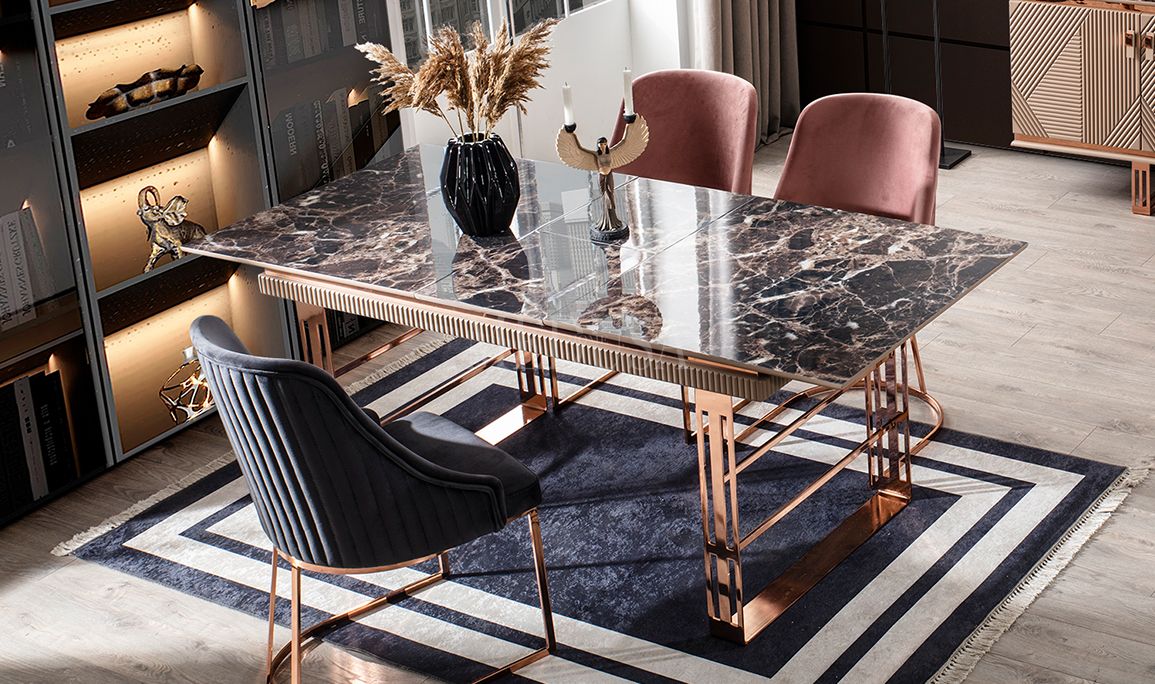 Medusa Home Mobilya - Clara Bronz Yemek Odası