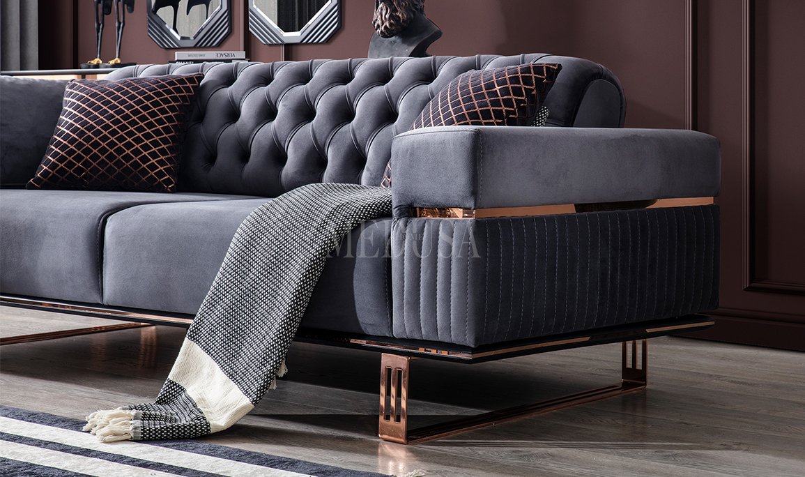 Medusa Home Mobilya - Clara Colored Üçlü Koltuk Antrasit