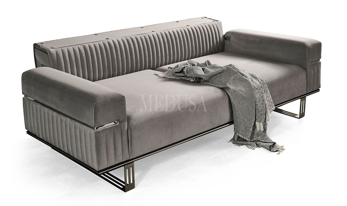 Medusa Home Mobilya - Clara Üçlü Koltuk Gri
