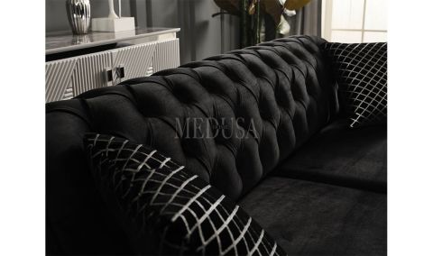 Medusa Home Mobilya - Clara Üçlü Koltuk Siyah