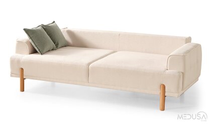 Medusa Home Mobilya - Coco Bohem Beyaz Üçlü Koltuk