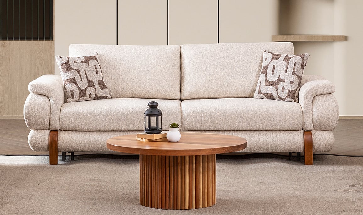 Medusa Home Mobilya - Cooper Bej Üçlü Koltuk