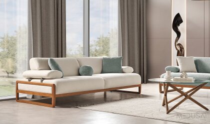 Medusa Home Mobilya - Cosa Krem Üçlü Koltuk