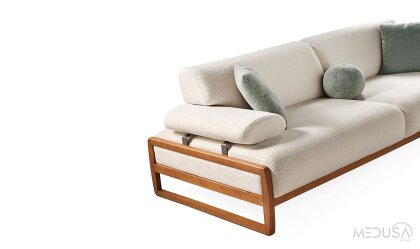 Medusa Home Mobilya - Cosa Krem Üçlü Koltuk