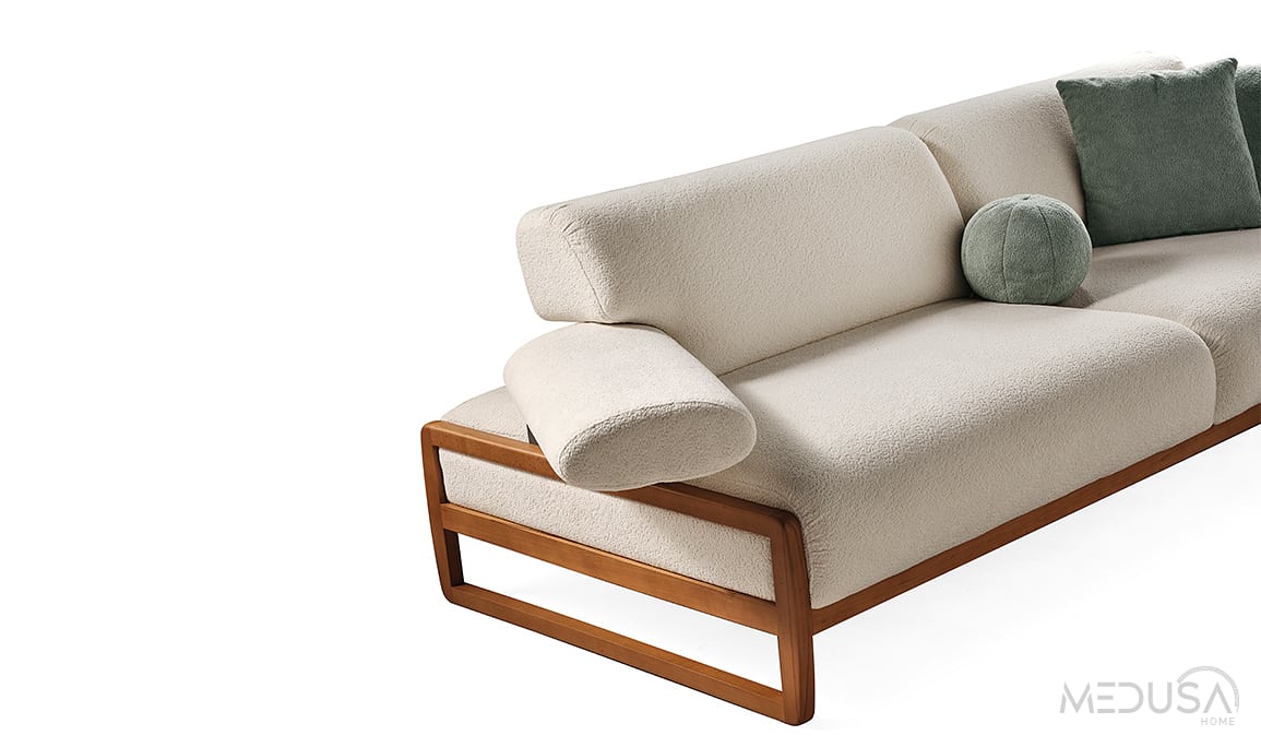 Medusa Home Mobilya - Cosa Krem Üçlü Koltuk