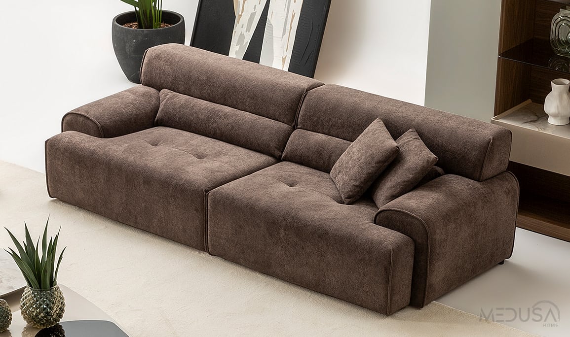 Medusa Home Mobilya - Cosmos Kahve Üçlü Koltuk