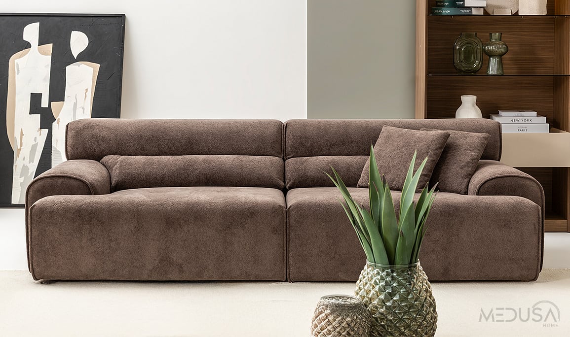 Medusa Home Mobilya - Cosmos Kahve Üçlü Koltuk