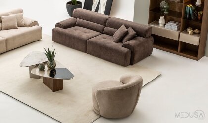 Medusa Home Mobilya - Cosmos Kahve Üçlü Koltuk