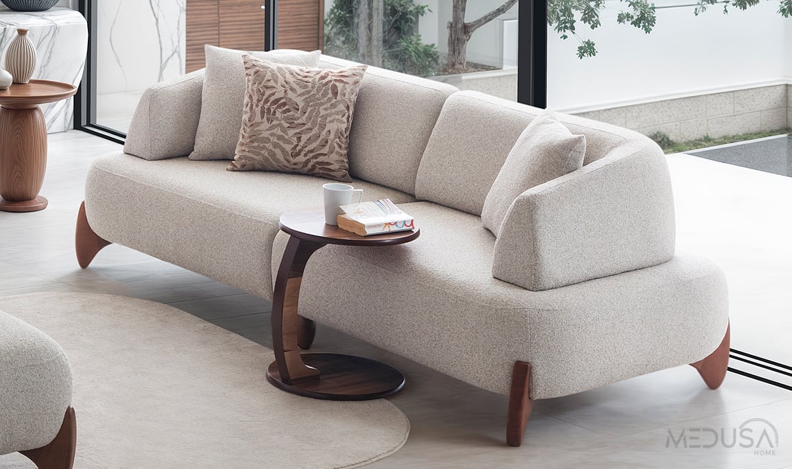 Medusa Home Mobilya - Cosy Beyaz Üçlü Koltuk