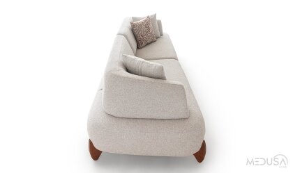 Medusa Home Mobilya - Cosy Beyaz Üçlü Koltuk