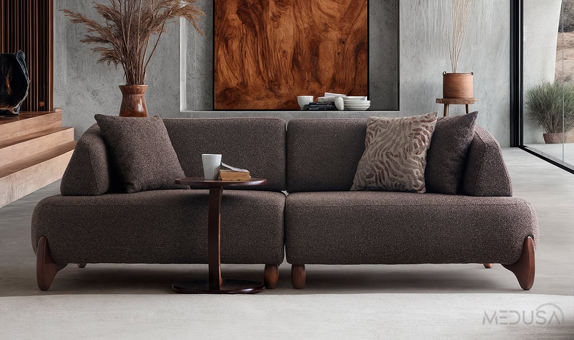 Medusa Home Mobilya - Cosy Kahve Üçlü Koltuk