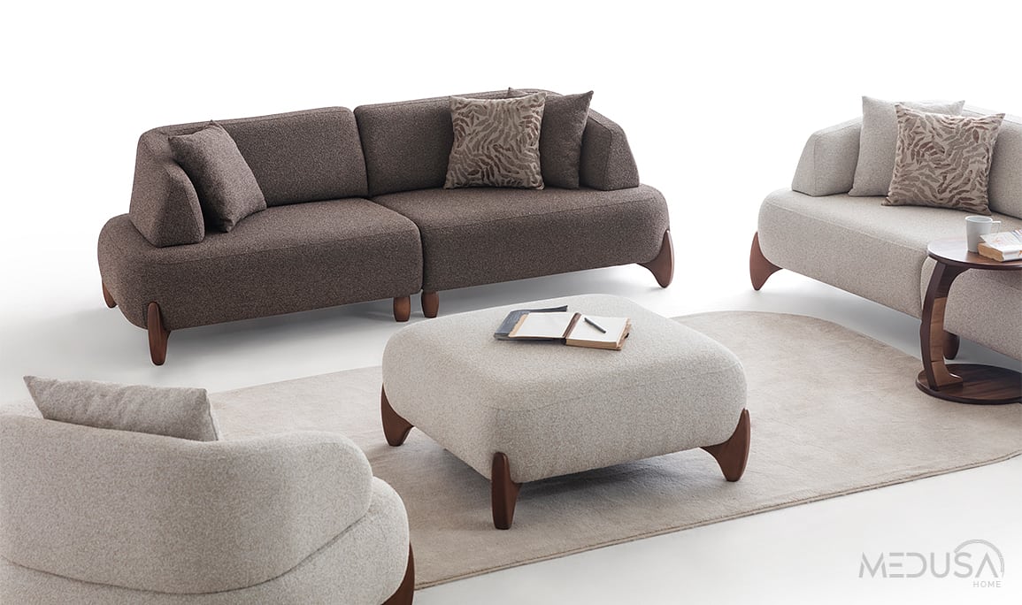 Medusa Home Mobilya - Cosy Kahve Üçlü Koltuk