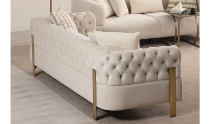 Medusa Home Mobilya - Cratos Antik Kapitoneli Üçlü Koltuk