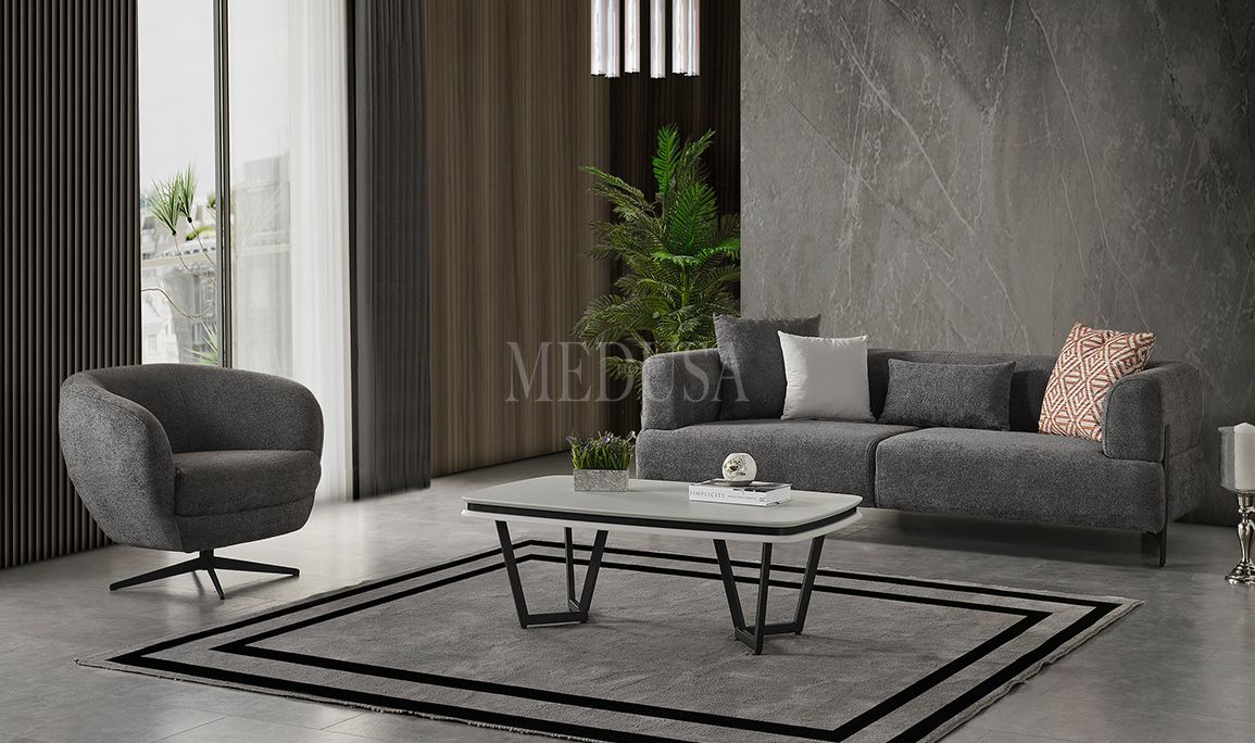 Medusa Home Mobilya - Cratos Live Düz Üçlü Koltuk