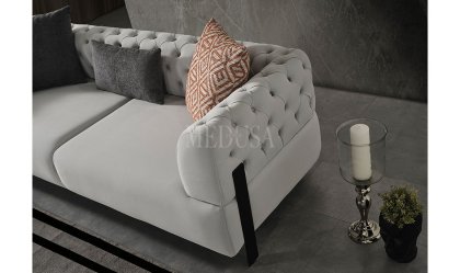 Medusa Home Mobilya - Cratos Live Kapitoneli Üçlü Koltuk