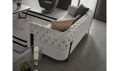 Medusa Home Mobilya - Cratos Live Kapitoneli Üçlü Koltuk
