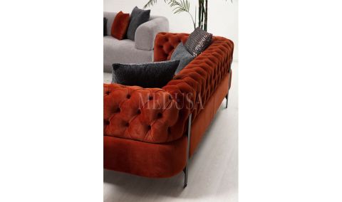 Medusa Home Mobilya - Cratos Üçlü Koltuk Kapitoneli