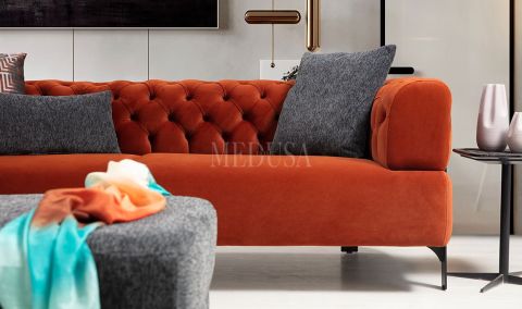 Medusa Home Mobilya - Cratos Üçlü Koltuk Kapitoneli