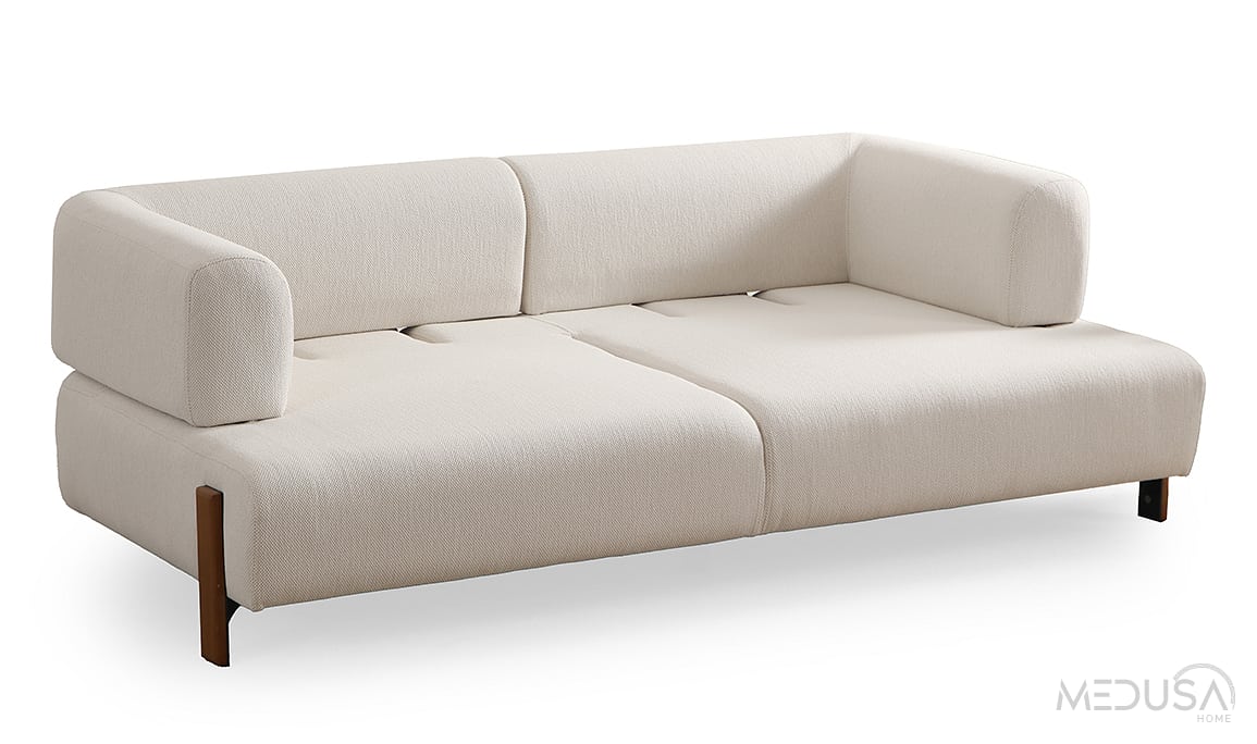 Medusa Home Mobilya - Cratos Wood Yataklı Üçlü Koltuk