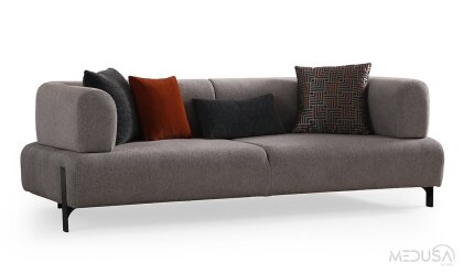 Medusa Home Mobilya - Cratos Yataklı Antrasit Üçlü Koltuk