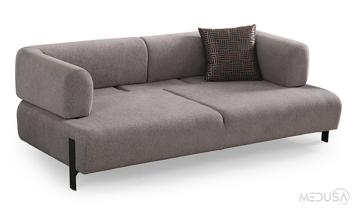Medusa Home Mobilya - Cratos Yataklı Antrasit Üçlü Koltuk