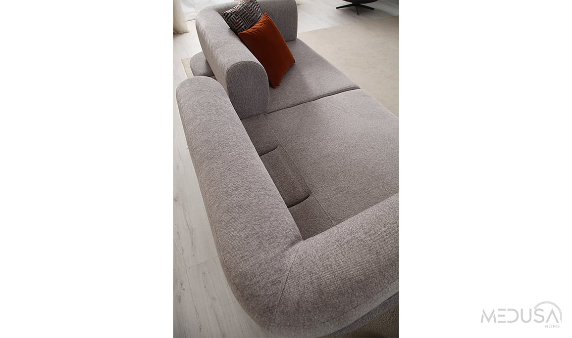Medusa Home Mobilya - Cratos Yataklı Antrasit Üçlü Koltuk