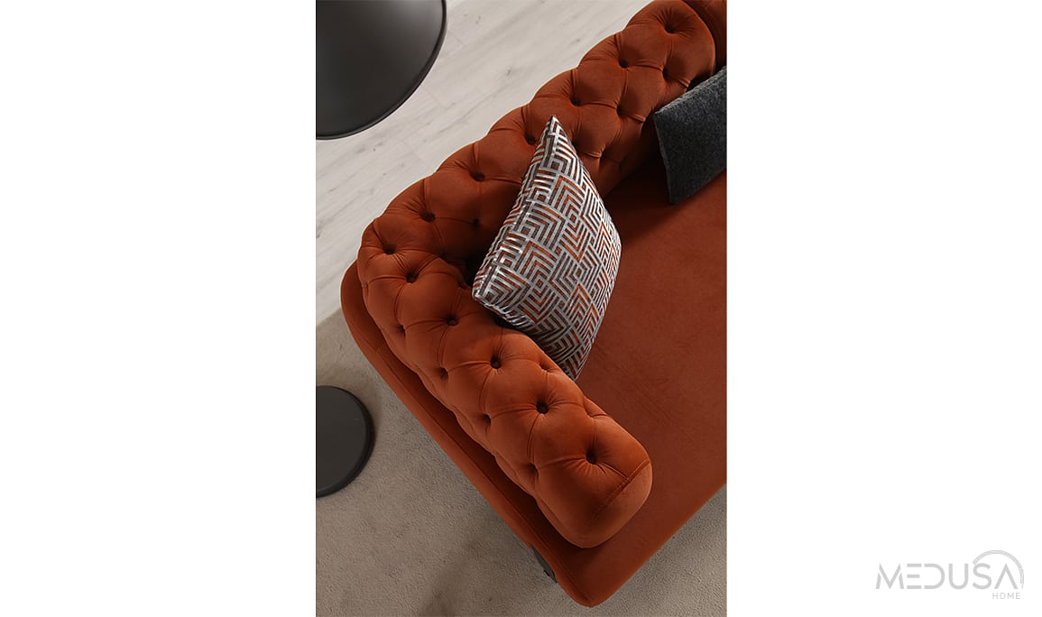 Medusa Home Mobilya - Cratos Yataklı Kapitoneli Üçlü Koltuk