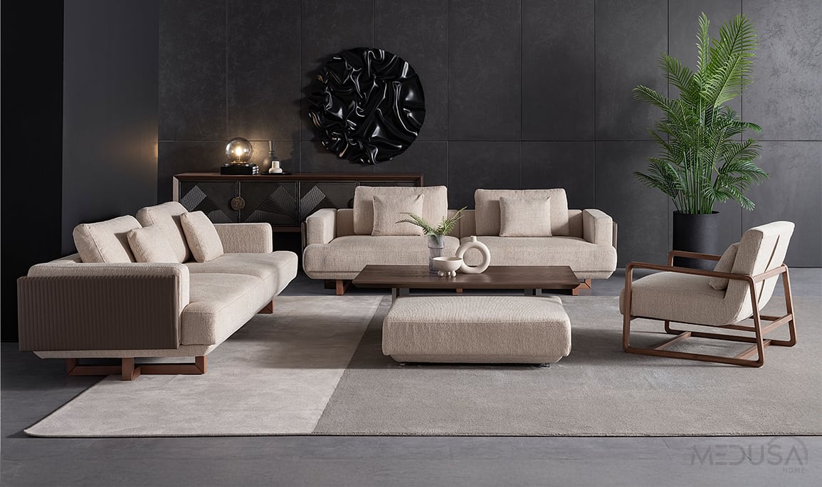 Medusa Home Mobilya - Cross Ahşap Koltuk Takımı