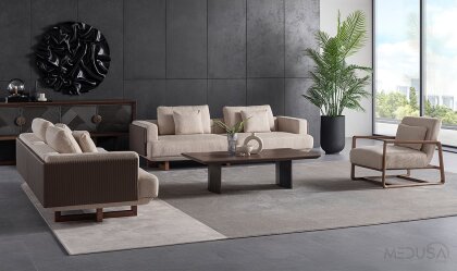 Medusa Home Mobilya - Cross Ahşap Koltuk Takımı