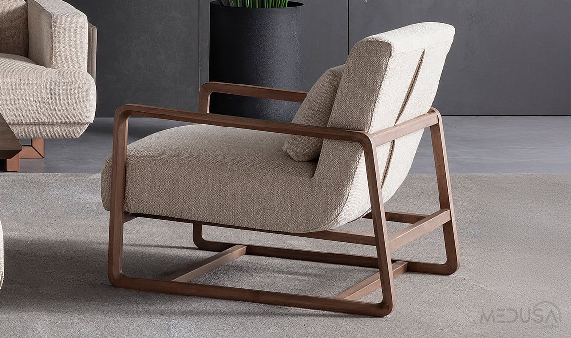 Medusa Home Mobilya - Cross Ahşap Koltuk Takımı