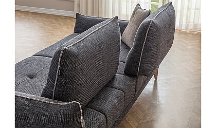 Medusa Home Mobilya - Crossia Metal Ayaklı Antrasit Üçlü Koltuk