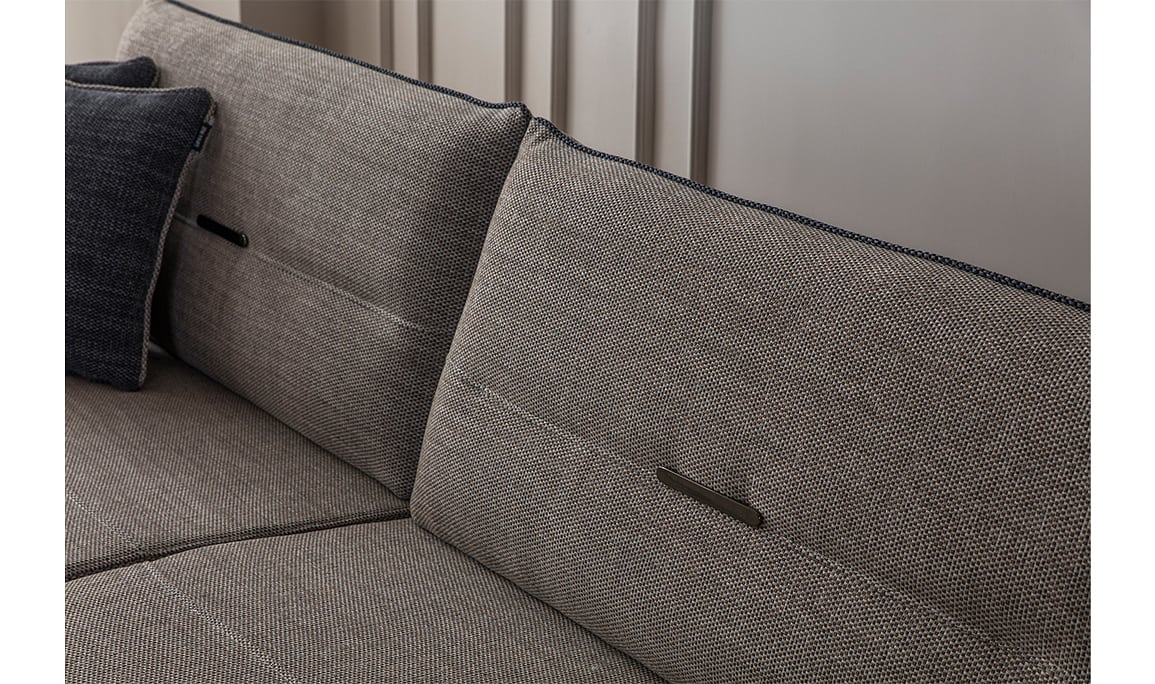 Medusa Home Mobilya - Crossia Metal Ayaklı Kahve Üçlü Koltuk