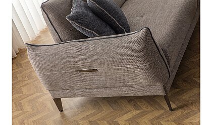Medusa Home Mobilya - Crossia Metal Ayaklı Kahve Üçlü Koltuk