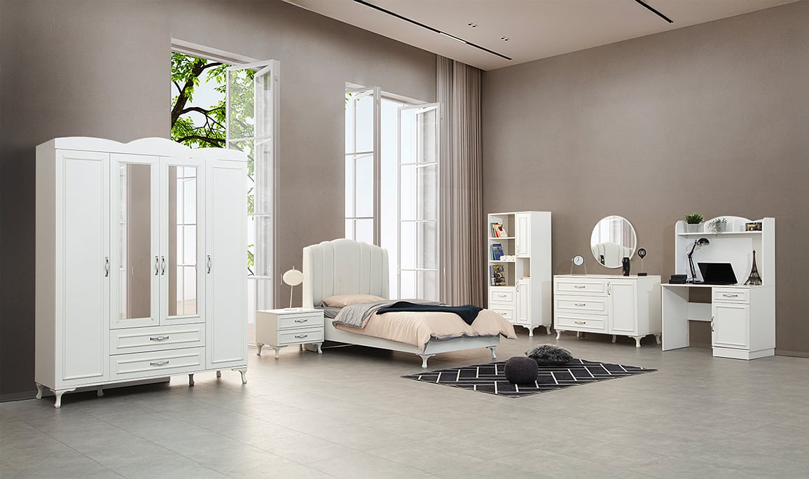 Medusa Home Mobilya - Cunda Beyaz Genç Odası
