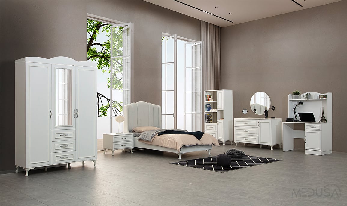 Medusa Home Mobilya - Cunda Beyaz Genç Odası