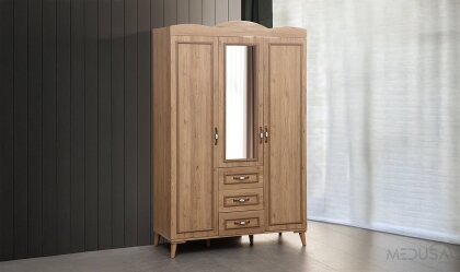 Medusa Home - Cunda Ceviz 3 Kapılı Gardırop Medusa Home - Cunda Ceviz 3 Kapılı Gardırop