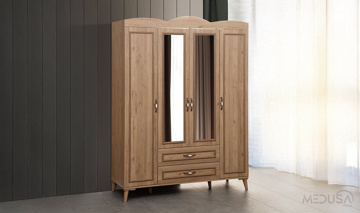 Medusa Home Mobilya - Cunda Ceviz 4 Kapılı Gardırop