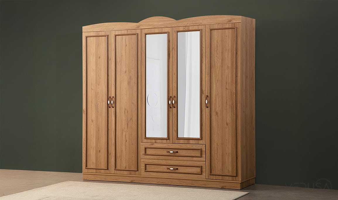 Medusa Home Mobilya - Cunda Ceviz 5 Kapılı Gardırop